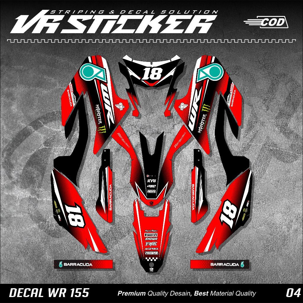 Yamaha WR 155 R Supermoto Surex Full Body Decal สติกเกอร์ฟรีที่กําหนดเองล่าสุด Supermoto Design 04