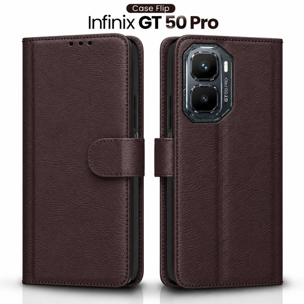 [Hansvano] FLIPBOOK LEATHER FASHION INFINIX GT 5O PRO ล่าสุด Flip Case/Book/Cover Leather Book Case 