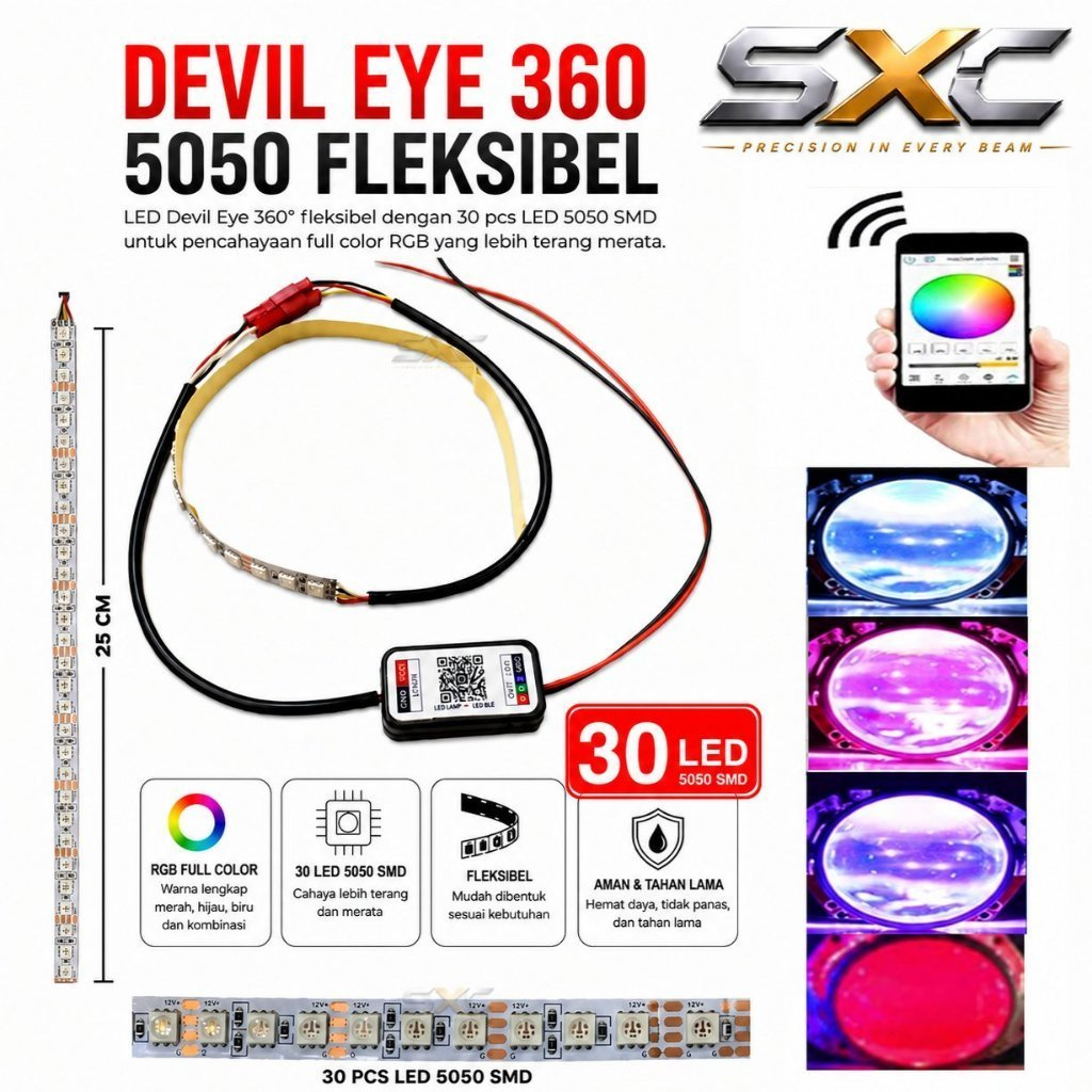 DEVIL RGB BLUETOOTH CONTROLLER PREMIUM 24 LED DEVIL LIGHT 360 RGB โมดูลบลูทูธคอนโทรลเลอร์ APPS BLUET