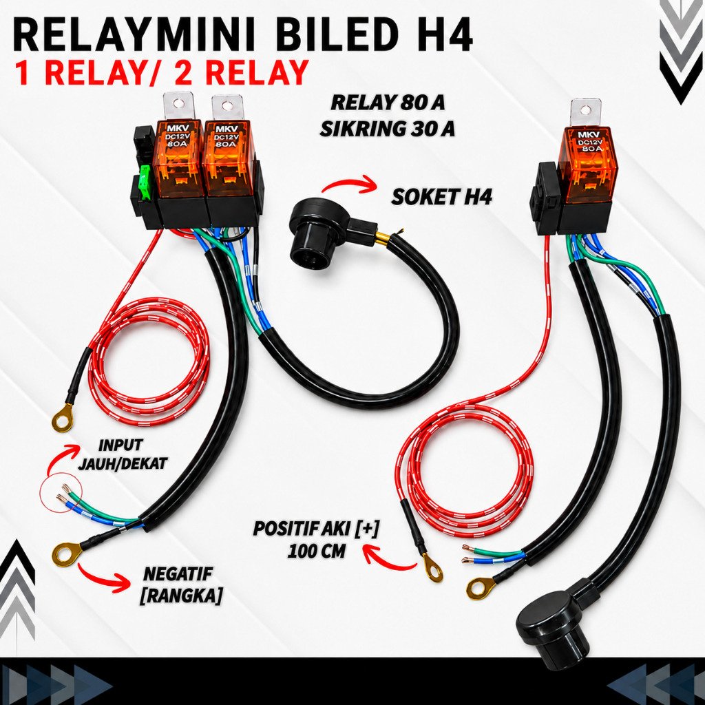 RELAY SET H4 LED / MINI BILED H4 PNP / RELAY LAMP H4 ICC IBRIGHT ETC H6