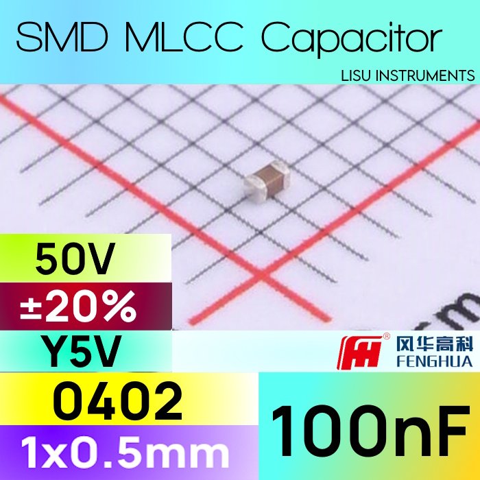 100nF 0402 50V Y5V ±20% SMD MLCC ตัวเก็บประจุ FH 0402F104M500NT