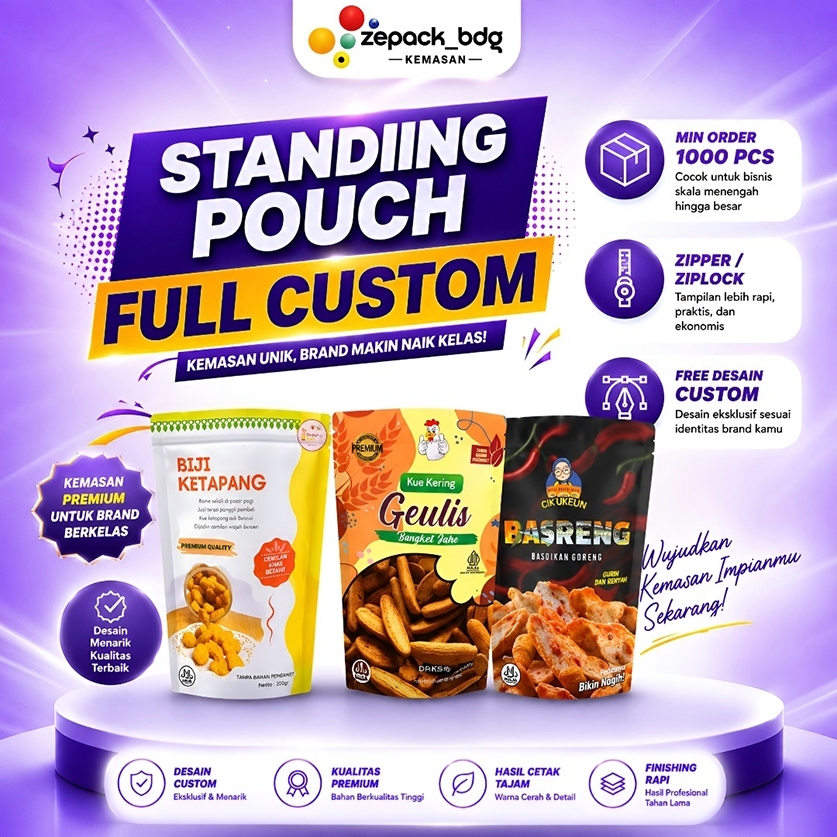 1,000 ชิ้น - กระเป๋าออกแบบเองพร้อม ZIPPER/ZIPLOCK FOOD PACKAGING PRINTED FULL PRINTING PACKAGING