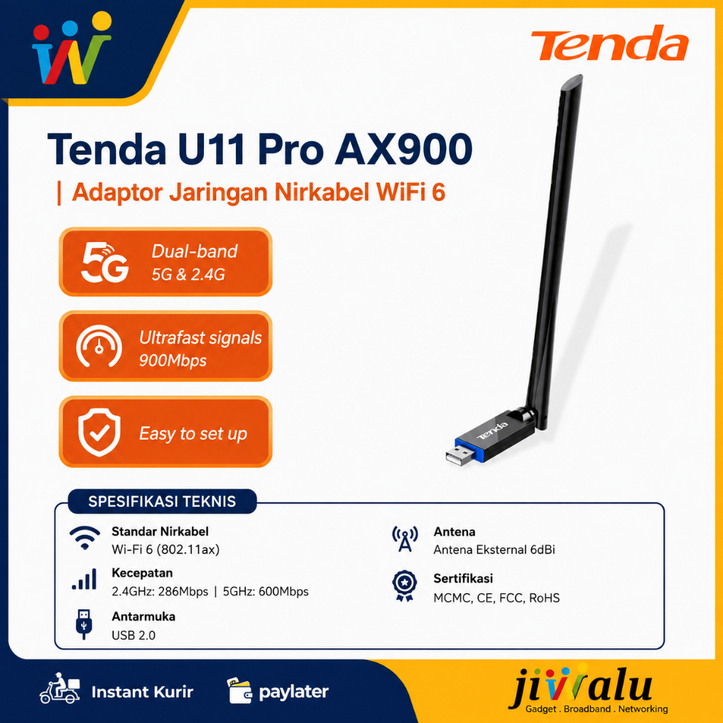 เต็นท์ TENDA U11 Pro AX900 | U11 Pro 6 เต็นท์ WiFi อะแดปเตอร์เครือข่ายไร้สาย AX900Mbps เครื่องขยายสั