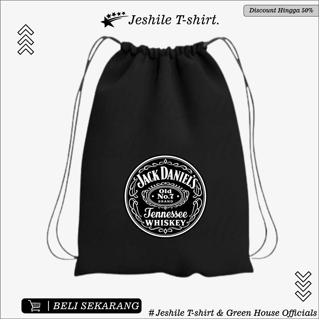 Jack Daniels Black Drawstring Bag By Jeshile T-Shirt