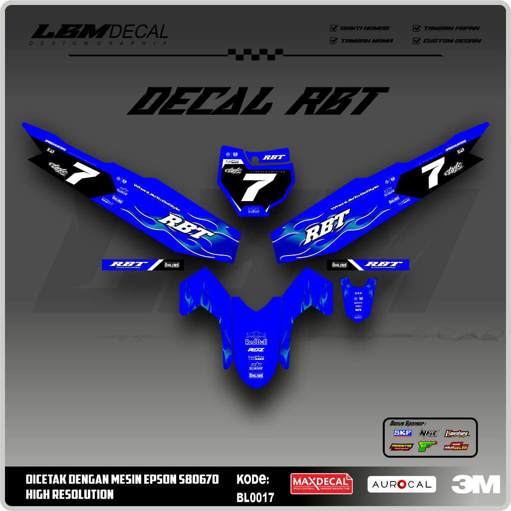 RBT/GTX VEGA R NEW Variation Sticker ล่าสุด RBT Modified Duck Striping Sticker รหัส BL0017