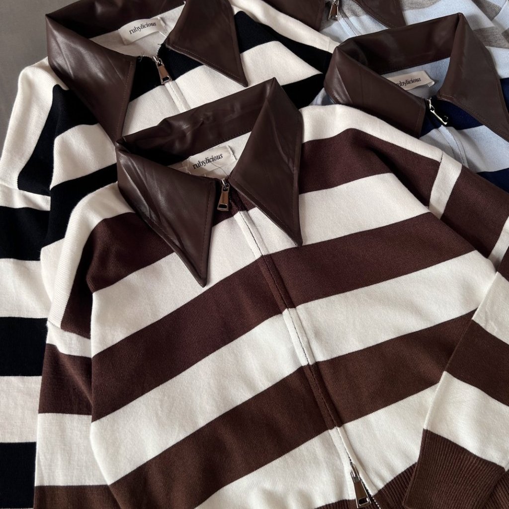 Myrubylicious FONZIE KNIT JACKET CODE 26O | KNIT TOP พร้อมหนัง | เสื้อท็อปผู้หญิง LONG-SLEEVED