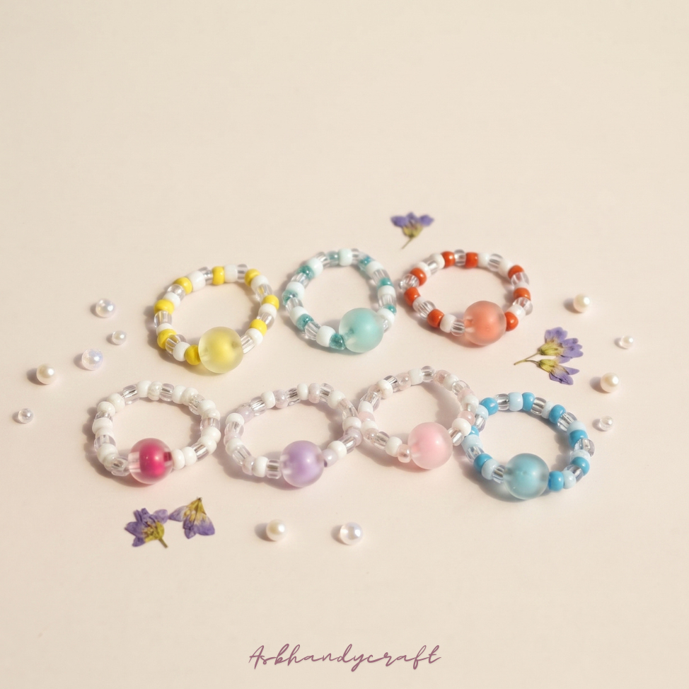 [CMM071] 1 ชิ้น - แหวนลูกปัดสีซีรีส์พรีเมี่ยม