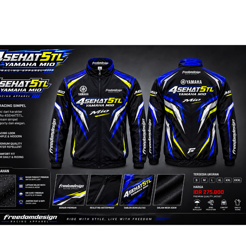 Yamaha Mio 4 Healthy 5TL Jacket – เสื้อแจ็คเก็ตแข่งมอเตอร์ไซค์ผู้ชาย Touring Windbreaker PREMIUM WAT