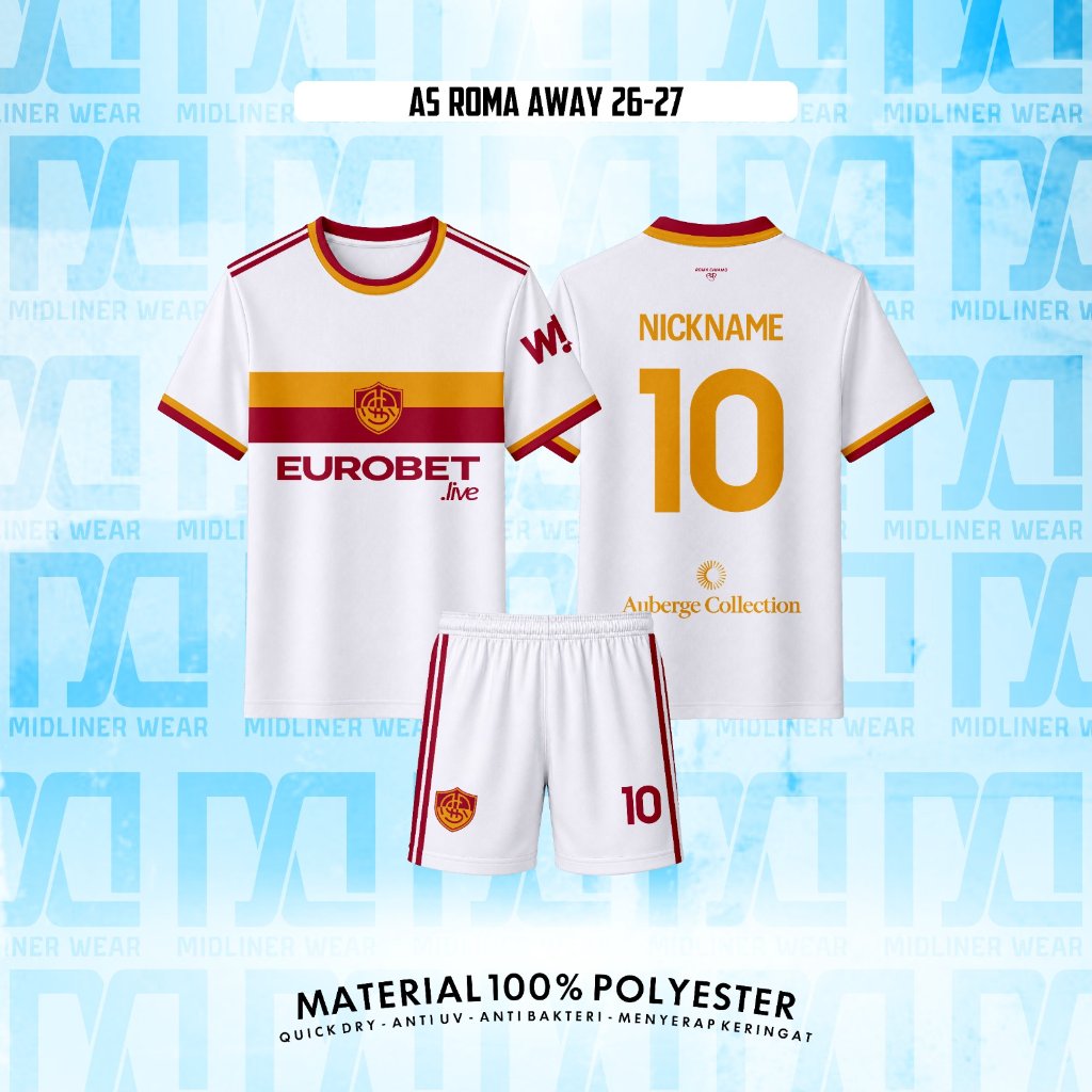 I GIALLOROSSI AWAY 26/27 Jersey Top/Set ฟรีชื่อชุดและหมายเลขด้านหลัง