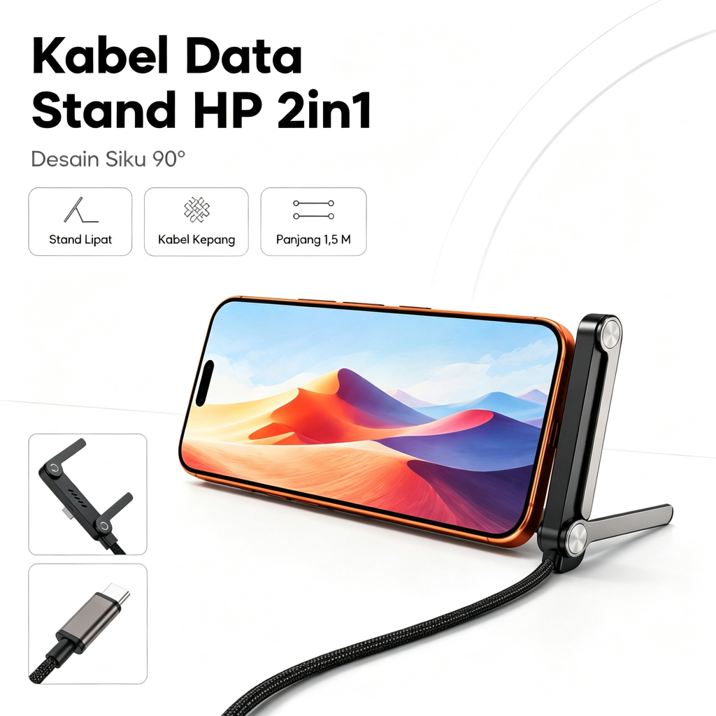 SIKU DJDMax Data Cable + HP Stand 2in1 Type-C to Type-C Data Cable 240W Fast Charging 1.5M 480Mbps B