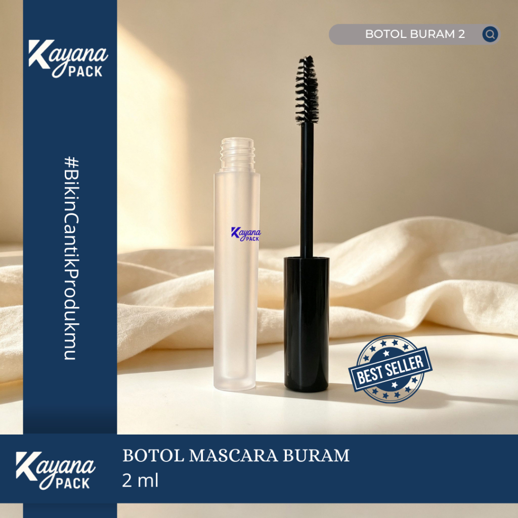 2ML FROSTED BOTTLE WITH BLACK MASCARA CAP | UNIQUE MASCARA BOTTLE | LG322 dof