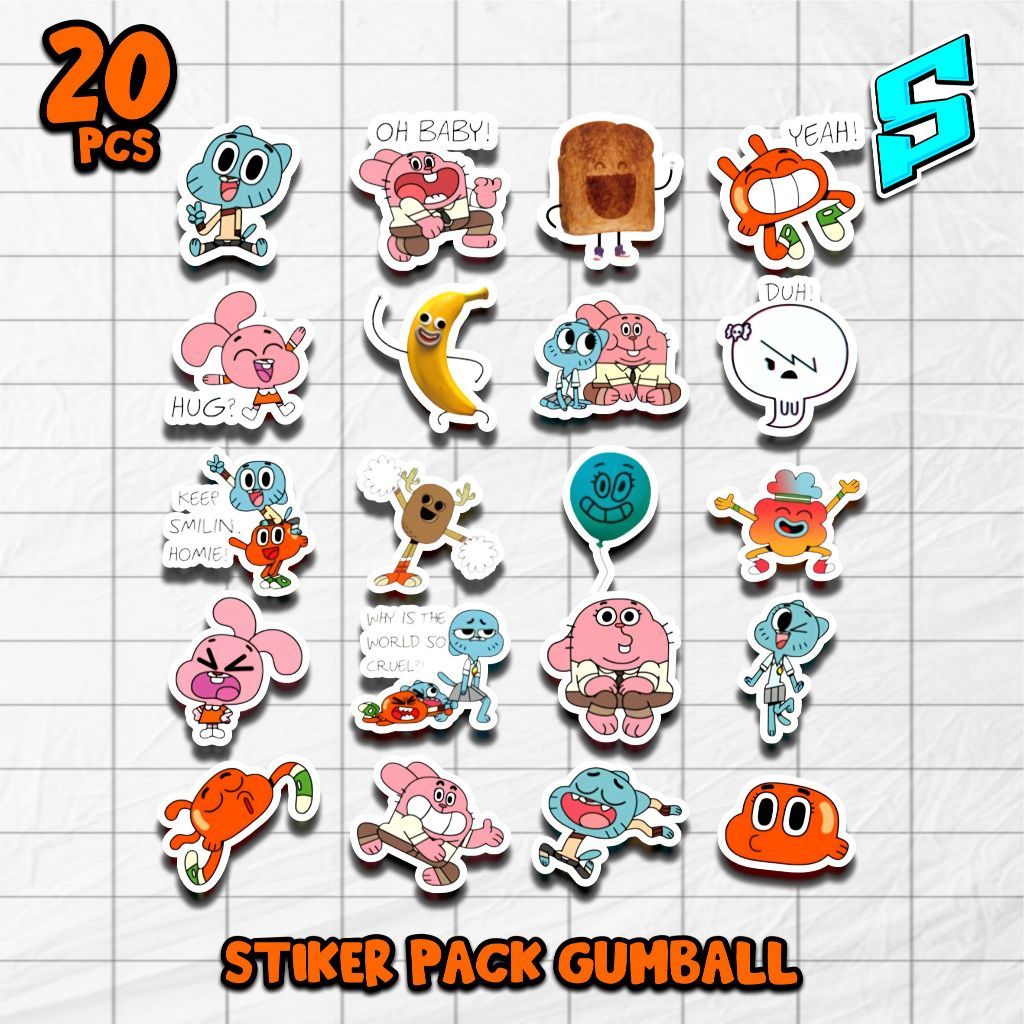 P49 CUTE COOL GUMBALL CHARACTER GUMBALL STICKER PACK ใหม่ล่าสุด VIRAL GUMBALL PACK VARIOUS CUTE FACE