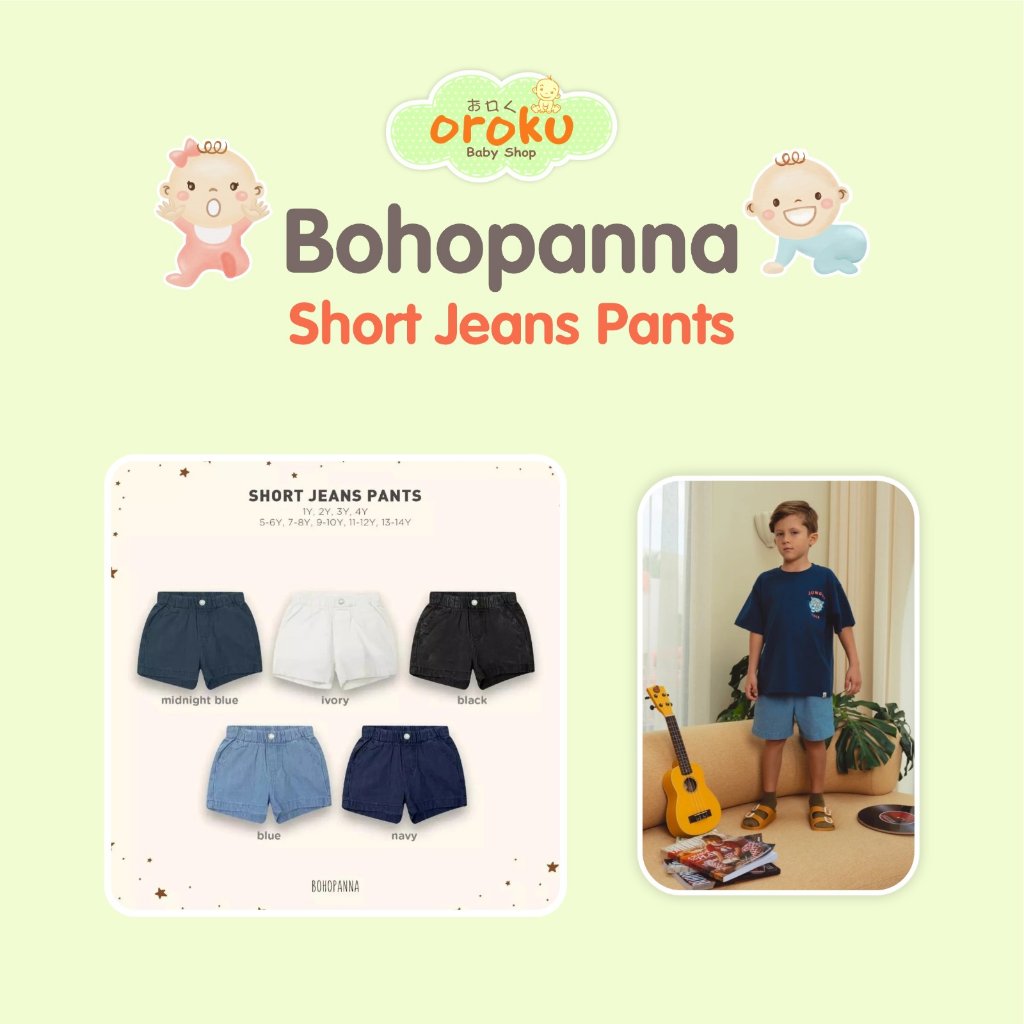 BOHOPNA SHORT JEANS PANTS / CHILDRENS SHORT JEANS PANTS