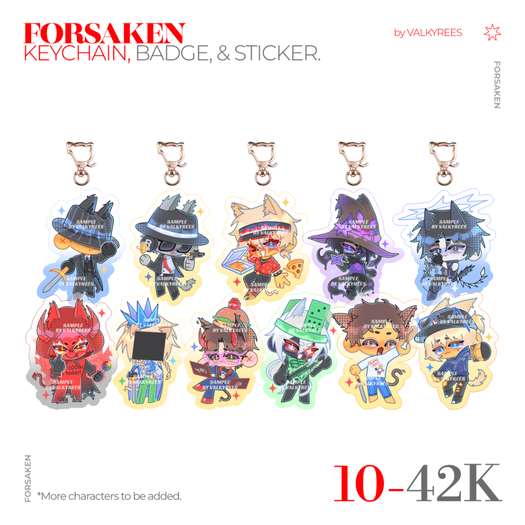 เข็มกลัดและสติ๊กเกอร์พวงกุญแจ FORSAKEN | ROBLOX Ganci Pin สติ๊กเกอร์ Noob Shedletsky Mafioso Itrappe