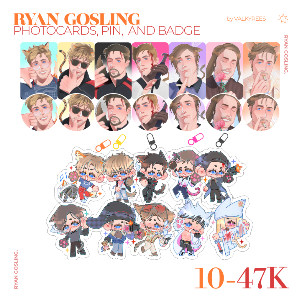 RYAN GOSLING RGCU KEYCHAIN PIN STICKER โฟโต้การ์ด | RYLAND GRACE / COLT SEAVERS / SIERRA SIX COURT GENTRY / DRIVER / LARS LINDSTROM / HENRY LEATHAM / HOLLAND MARCH / KEN OFFICE / JEFREYOU
