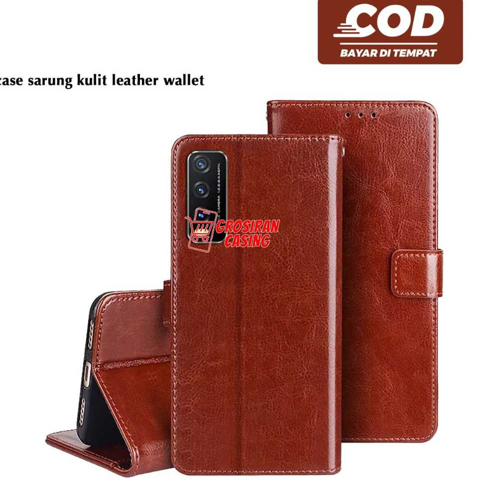 Leather Flip Cover Casing Book case Vivo Y20 Vivo Y20S Vivo Y12S