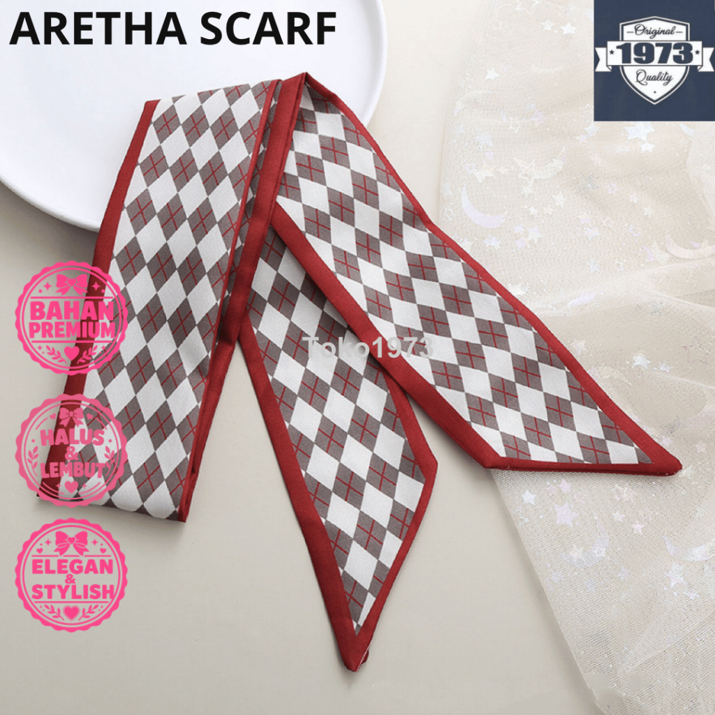 [Toko1973] ARETHA 7X86cm ผ้าพันคอมินิเกาหลี ผ้าพันคอคอ กระเป๋า ผ้าพันคอคอ ริบบิ้นผม