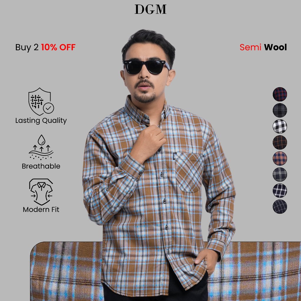 KEMEJA DGM Mens Premium Long Sleeve Flannel Shirt Mens Flannel Long Shirt Flannel Plaid Shirt Modern