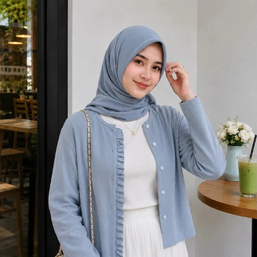 ORTWO FASHION - ZER CARDIGAN ALISE KNIT PLAIN FULL BUTTONS MINIMALIST CUTE MODEL WOMENS OUTER TOP / 
