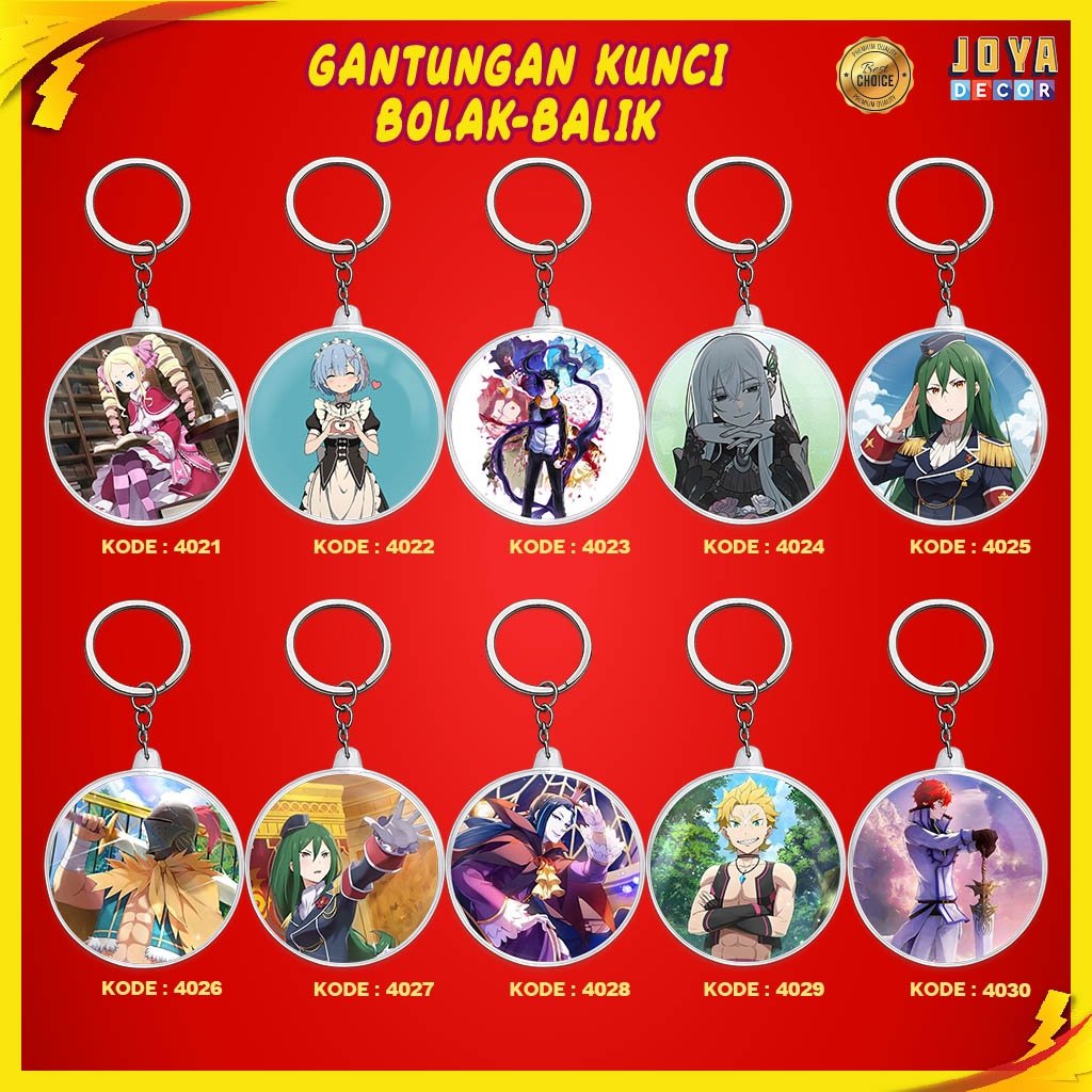 GANTUNGAN RE ZERO KEYCHAIN / RE ZERO ACRYLIC KEYCHAIN / RE ZERO ROUND KEYCHAIN XJ