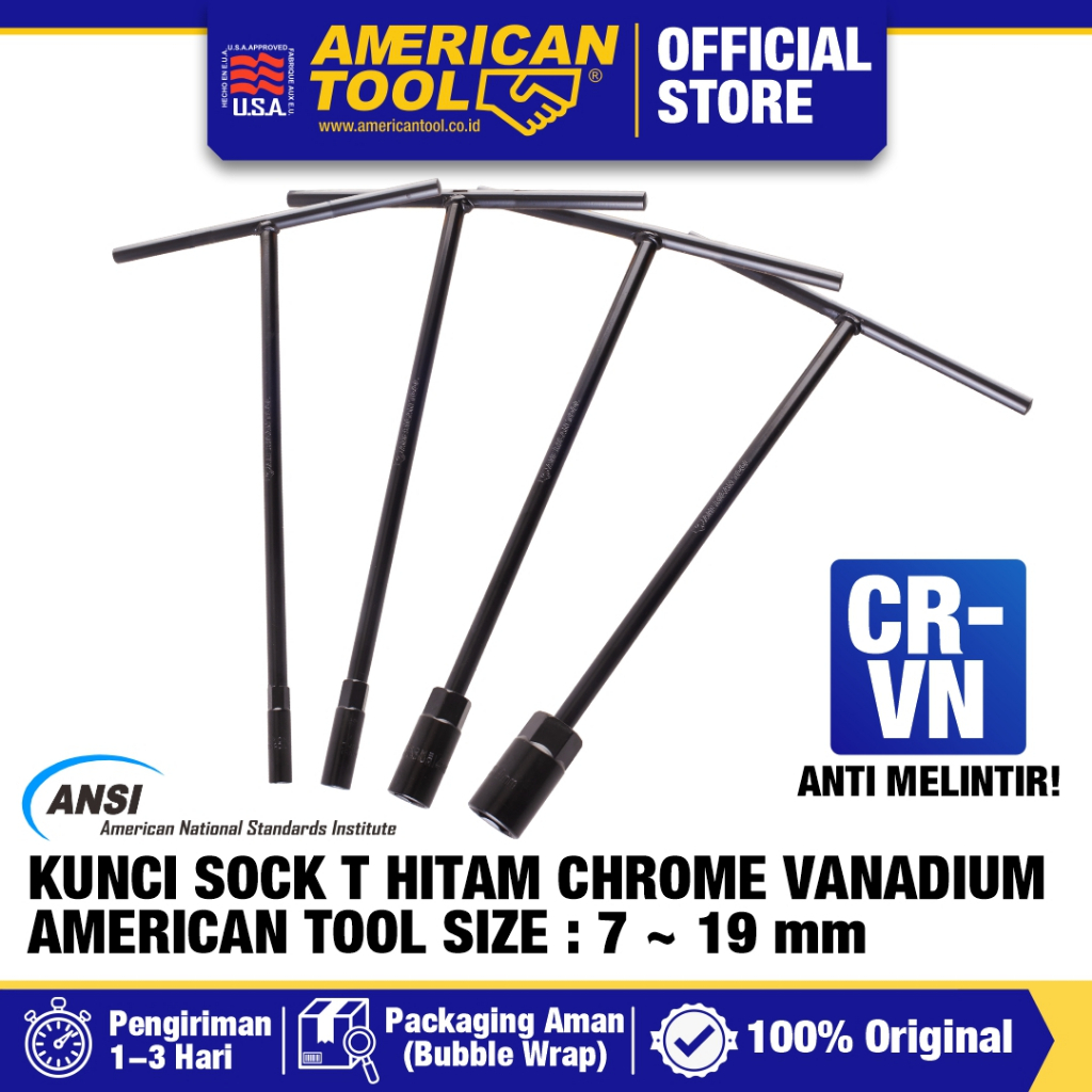 ประแจ T-Socket สีดํา American Tool 7mm - 19mm