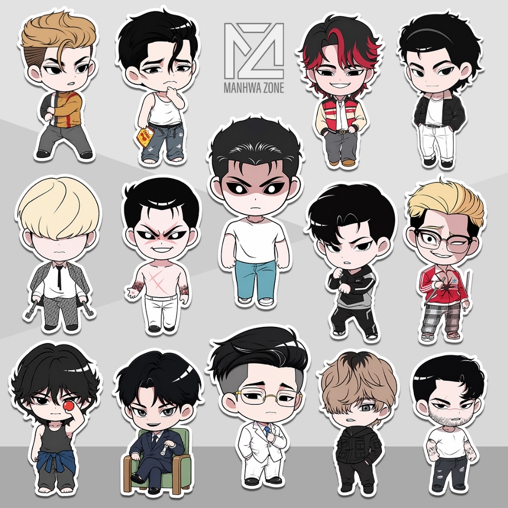 MANHWA LOOISM CHIBI ใหม่ GLITTER STICKER/ LOOISM GLITTER LAMINATED STICKER