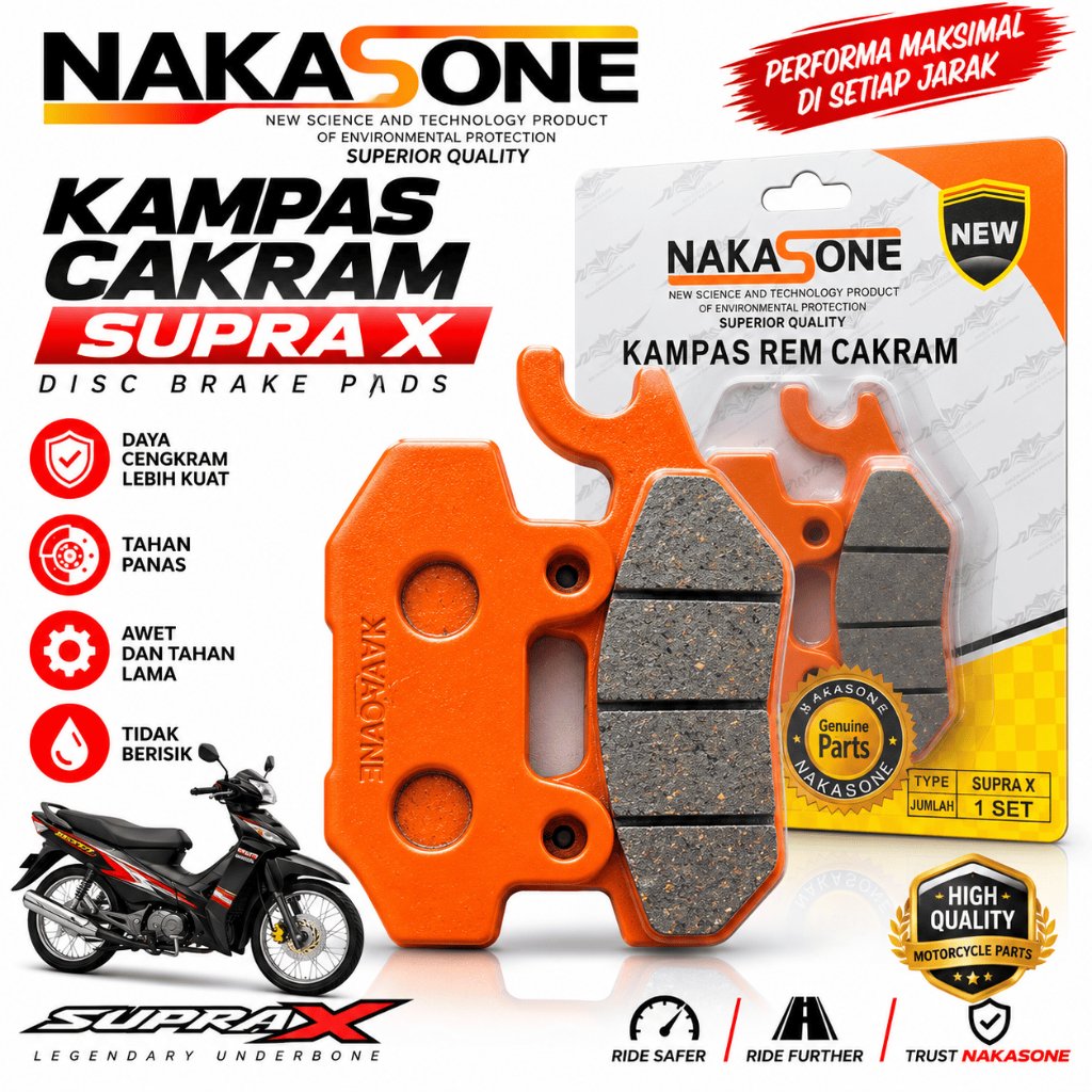 ผ้าเบรกหน้าสไลด์ NAKASONE SUPRA X (KR3)