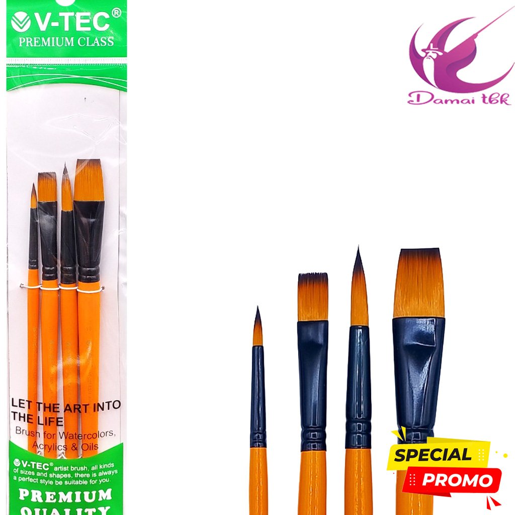 V-Tec Artisttic Brush VT 0014 S/4 - แปรงทาสีเนื้อหา 4 VT0014