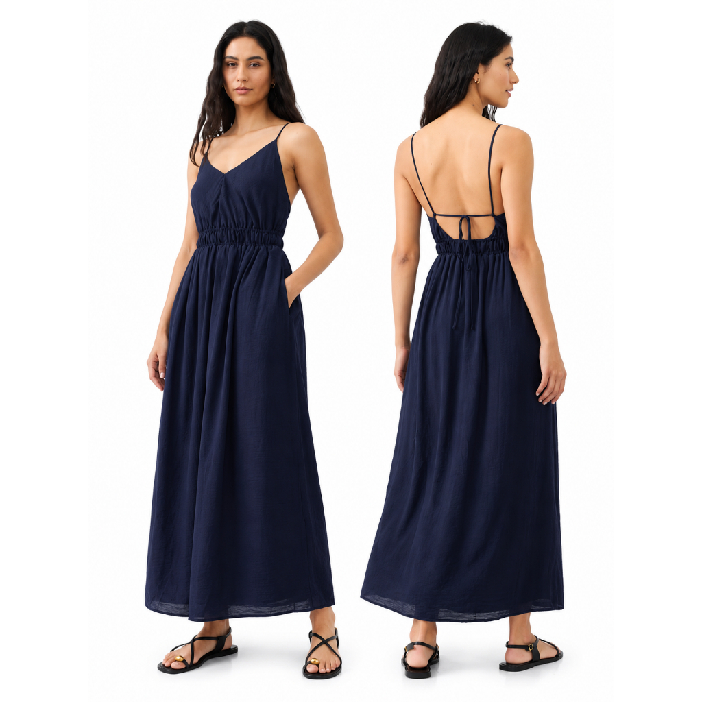 เดรสยาว BR Open-Back Tie Maxi Dress - 3303