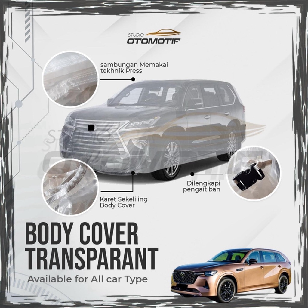 ฝาครอบร่างกายพลาสติก TRANSPARENT Mazda CX80 CX 80 0.8 ไมครอน ใส