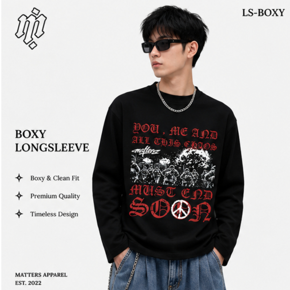 MATTERS เสื้อยืดแขนยาว Boxy สําหรับผู้ชายและผู้หญิง Soon Longsleeve Distro Cotton
