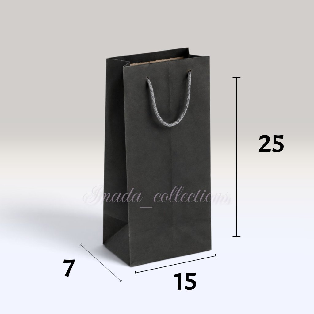 ถุงกระดาษสีดําล้วน ขนาด 25x7x15