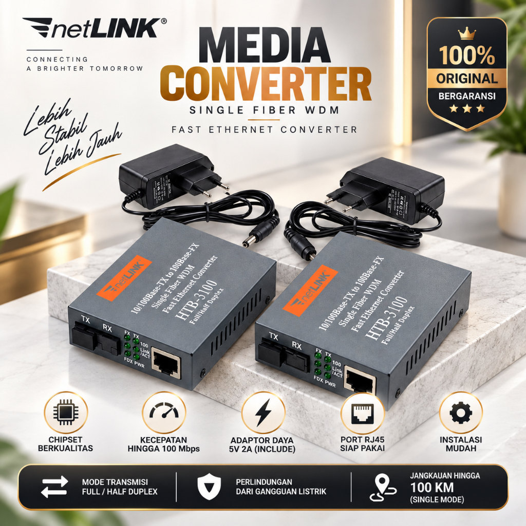 NetLink HTB-3100 AB-2 ชิ้น Media Converter - HTB3100 คุณภาพสูง