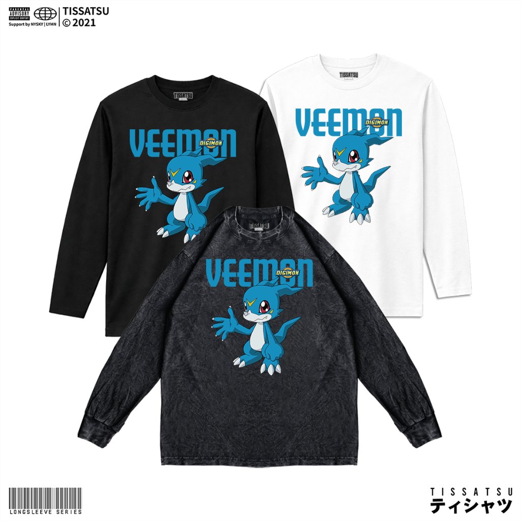TISSATSU Longsleeves VEEMON DIGIMON Oversize / เสื้อแขนยาว DGMN-9