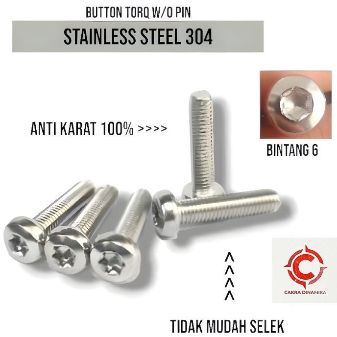 (1 ชิ้น) ปุ่ม Torq Bolt M5 x 30 Star Bolt w/o ไม่มี Pin M5 ร่ม Bolt 5 มม. ด้ายป้องกันสนิมสแตนเลส 304