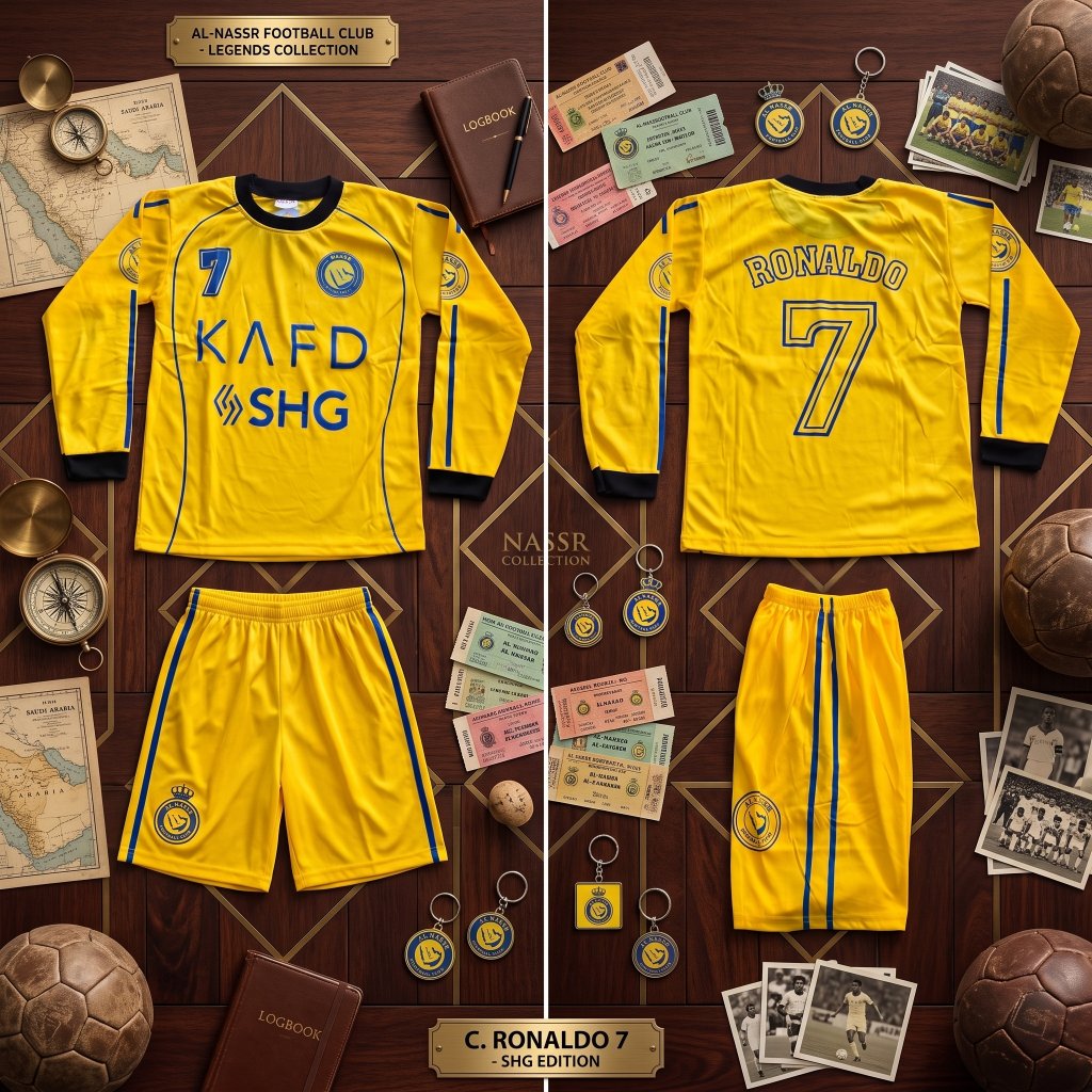 RONALDO AL NASSR KIDS GOALKEEPER SHIRT/AL NASSR RONALDO KIDS GOALKEEPER เสื้อฟุตบอลชุด AGES 6-12 ปี