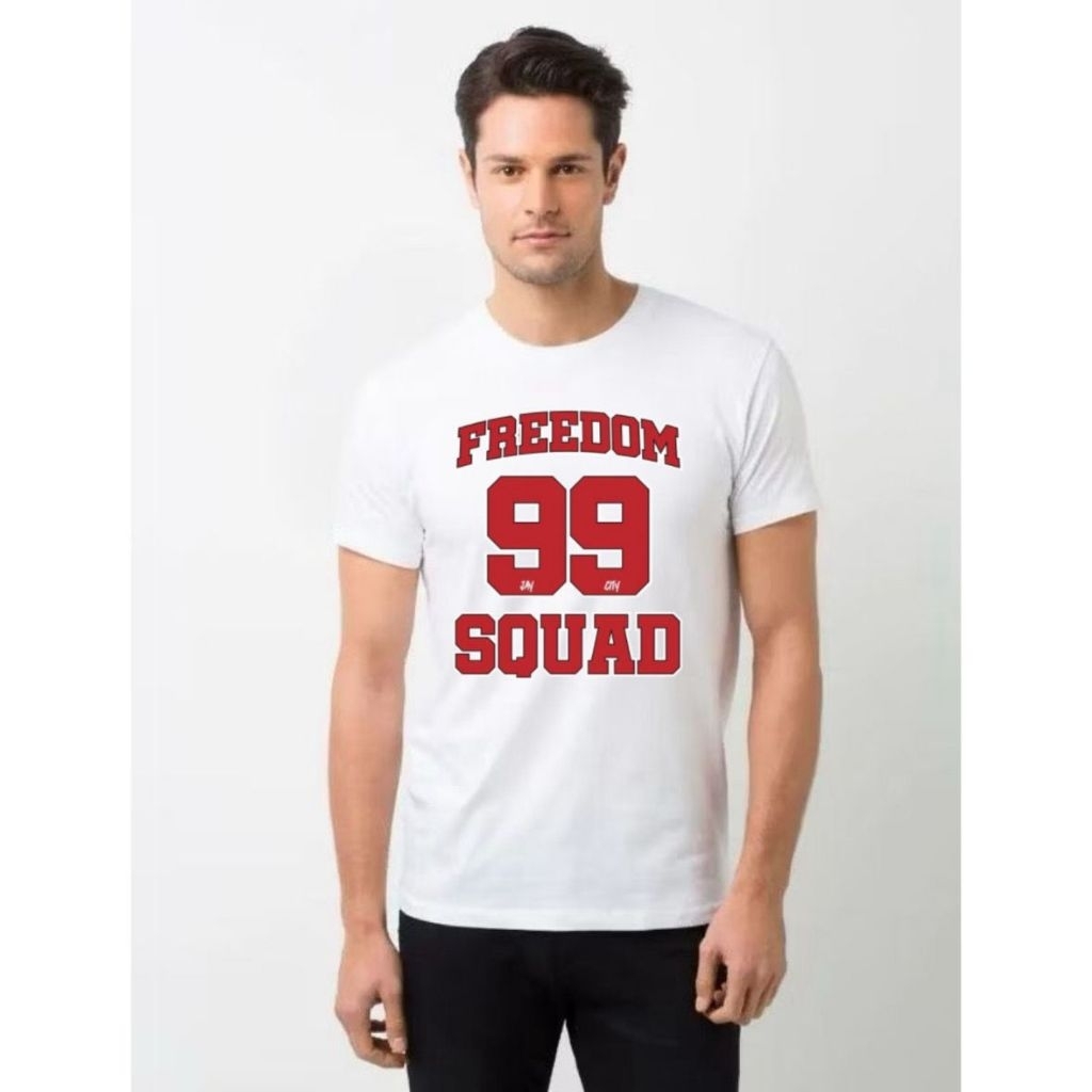 ￼เสื้อยืด TOP สําหรับผู้ชายผู้ใหญ่พร้อมโปสเตอร์และกลับฟรี DOM 99 SQUAD