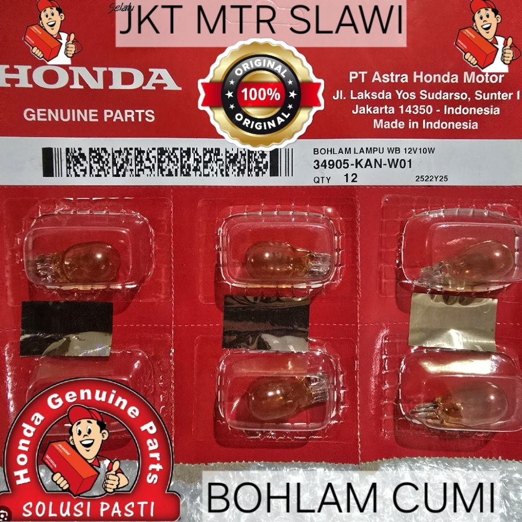 34905-KAN-W01 หลอดไฟ 12v10w YLT 13 หลอดปลาหมึก ไฟเลี้ยวหน้า หลอดไฟ vario beat scoopy genio all bebek