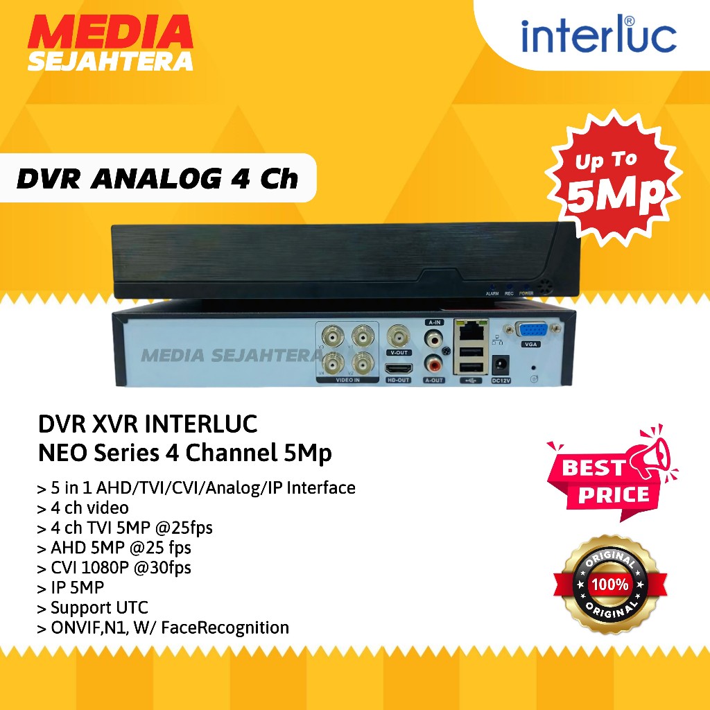DVR 4 CHANNEL INTERLUC NEO สูงสุด 5 MP