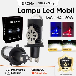 Premium Lampu Led Mobil H4 High Low DC / Lampu Utama A6C 50W 3600LM Dengan Devil Eye Plus Kipas Pendingin Full Aluminium Untuk Mobil/Motor