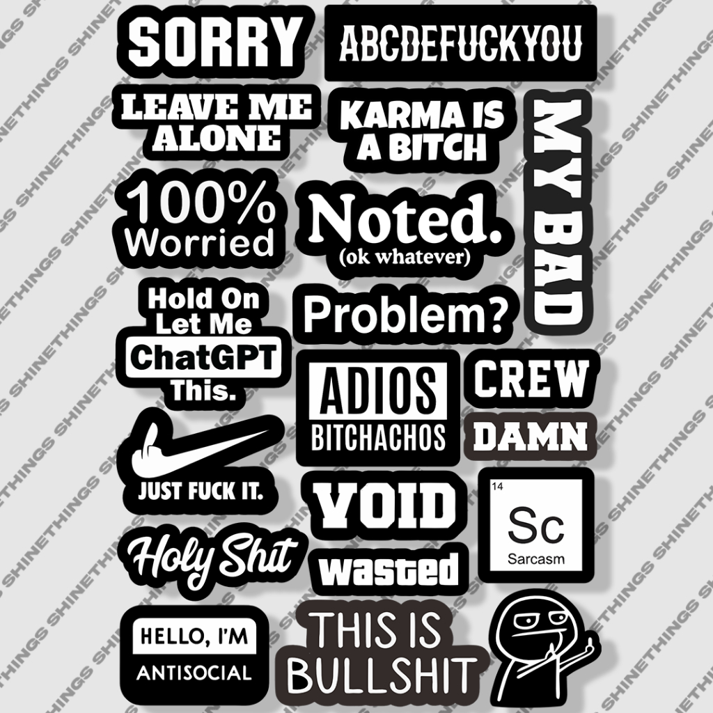 HP Aesthetic Sticker Words หรือ Quotes สีดําและสีขาวสําหรับโทรศัพท์มือถือ หมวกกันน็อค เคสโทรศัพท์มือถือกันน้ํา
