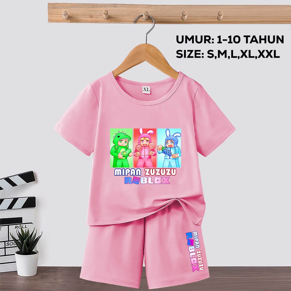 Roblox Mipan & Zuzuzu ชุดเด็กผู้หญิงอายุ 1-10 ปี Mipan Zuzuzu แขนสั้นเสื้อผ้าเด็ก