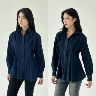 LADOUCE - Arrinka Denim Top Atasan Jeans Wanita Hijab Friendly