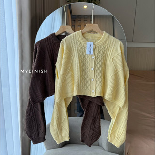 Maryam Crop tee Cable Cardy - Cardigan Crop Rajut Wanita Lucu Korean Style