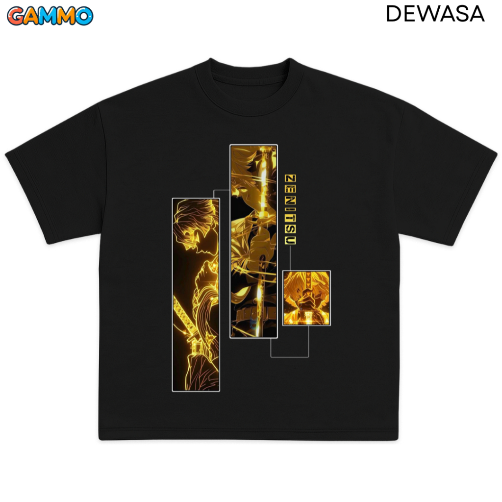 เสื้อยืดผู้ใหญ่ Demon Slayer Zenitsu สําหรับผู้ชายและผู้หญิง