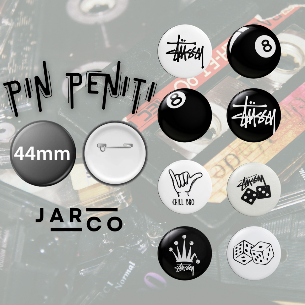 Cool Stussy Brand เข็มกลัด Pin 44mm Anti-Scratch Glossy Plastic Cool Brand Awesome