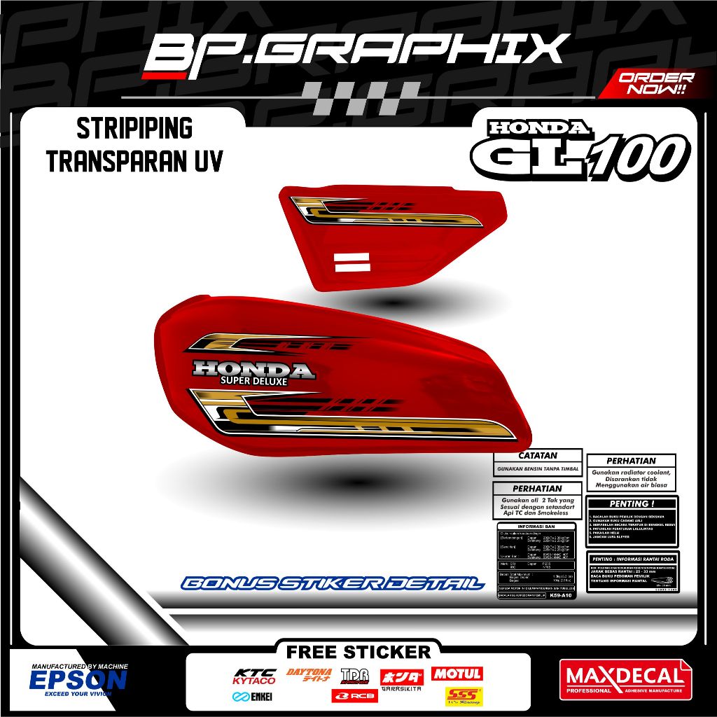 GL 100 Transparent UV Maxdecal Premium Motorcycle Striping (yt 27)