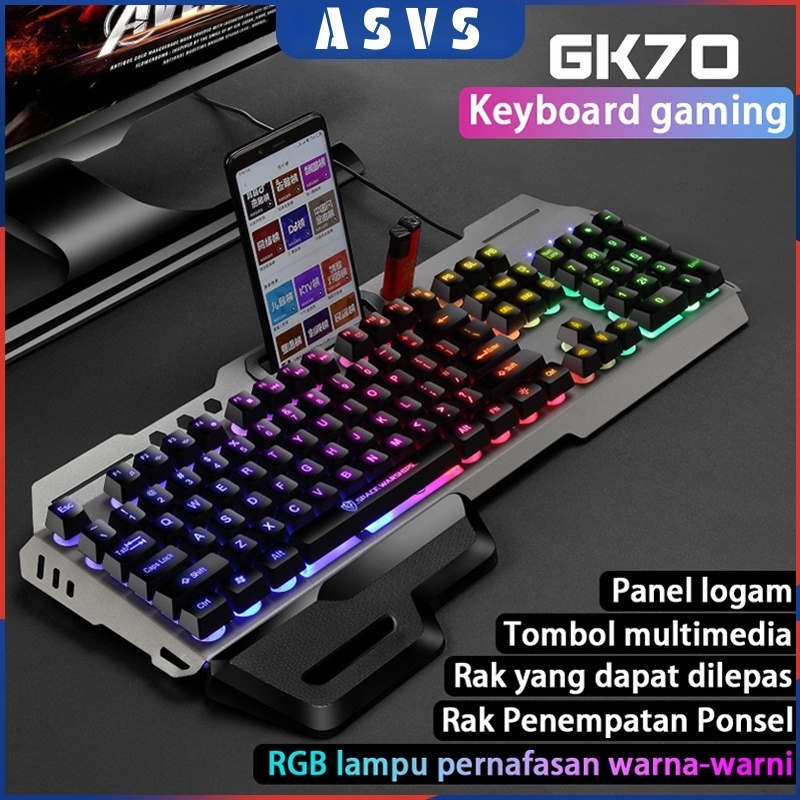 ASVS Gaming Keyboard Mechanical Keyboard GK70 กันน้ํา RGB Gaming Keyboard สําหรับ PC แล็ปท็อป Hp / E
