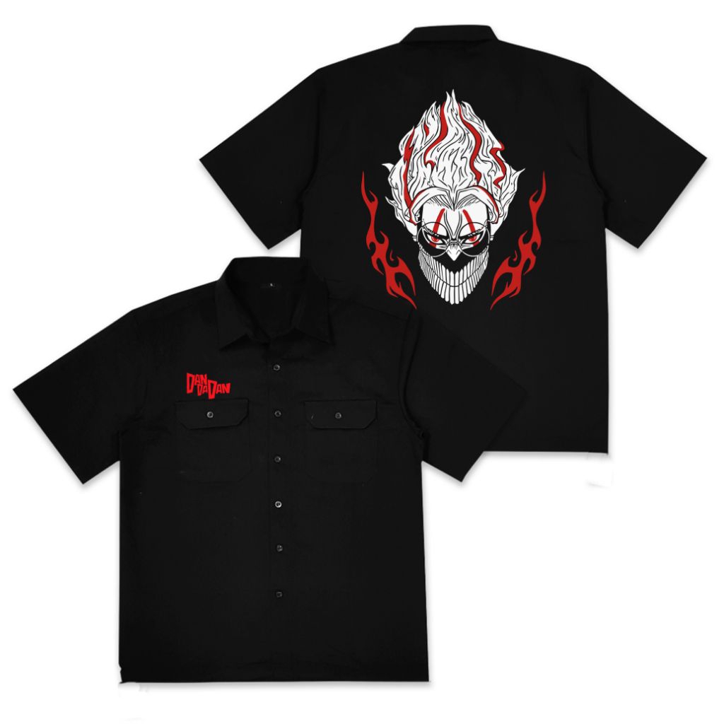 KEMEJA Dandadan Okarun Face Shirt Anime Workshirt Shirt สําหรับผู้ชายและผู้หญิง