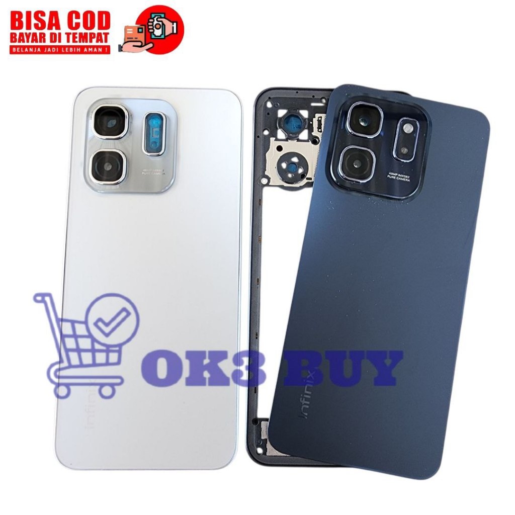 ฝาหลังประตูหลัง Infinix Hot 50i X6531, X6531B ฝาหลังปลอก Kesing, Bezel, กระจกกล้อง